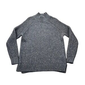 prAna Ibid Turtleneck Sweater Tunic Women's Large Blue Speckled Knit‎ 1967141